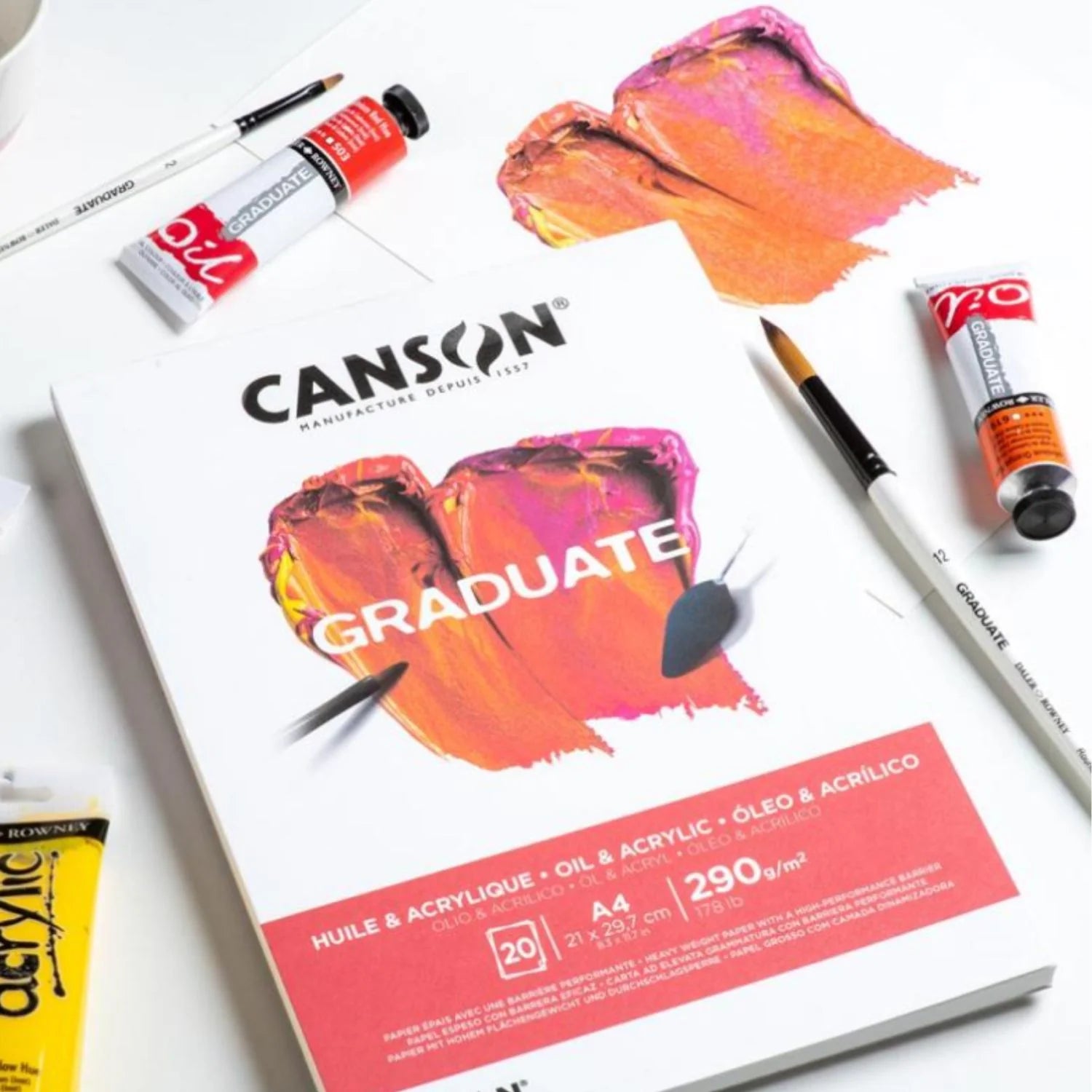 Canson Graduate Block Óleo y Acrílico 20 Hojas, 290 g/m2 A4 21X29