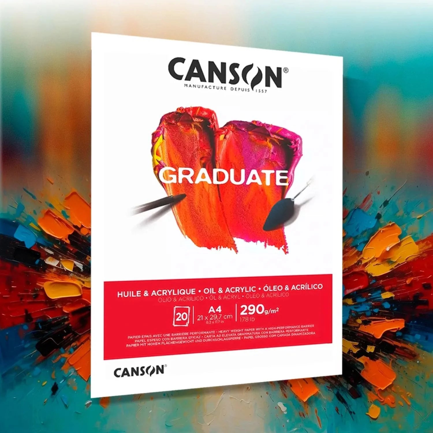 Canson Graduate Block Óleo y Acrílico 20 Hojas, 290 g/m2 A4 21X29