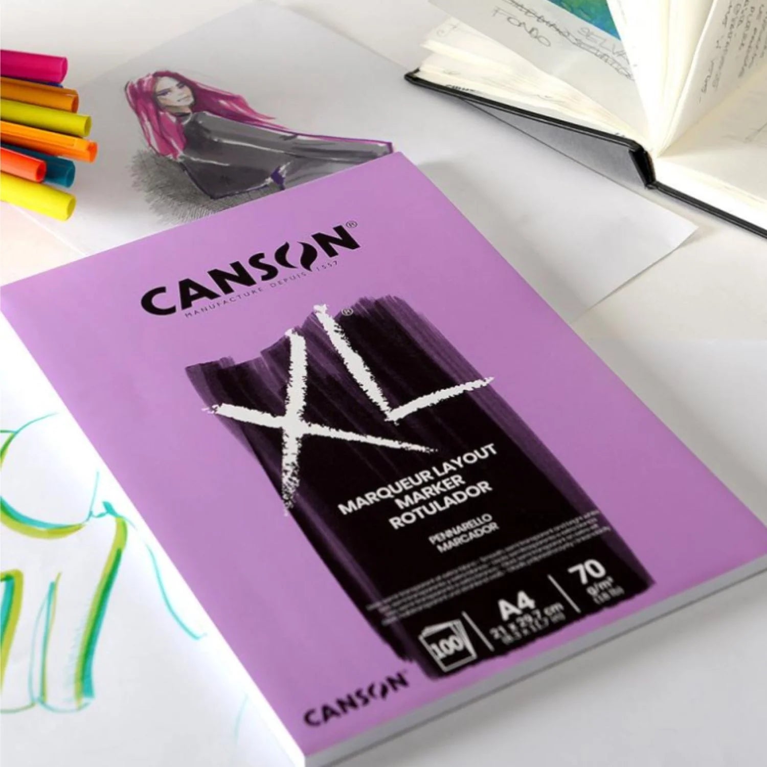 Canson XL - Block Marker para Marcadores A4 100 Hojas, 70 g/m2
