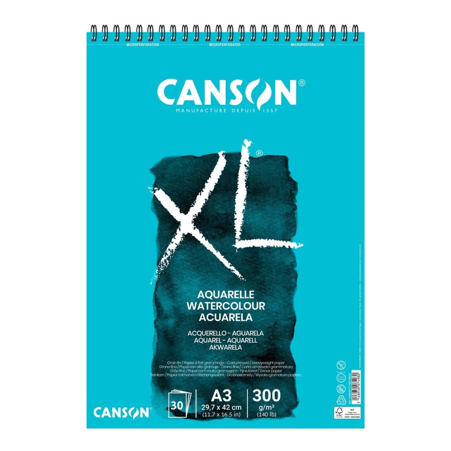 Canson XL - Croquera para Acuarela Aquarelle 300 g/m2