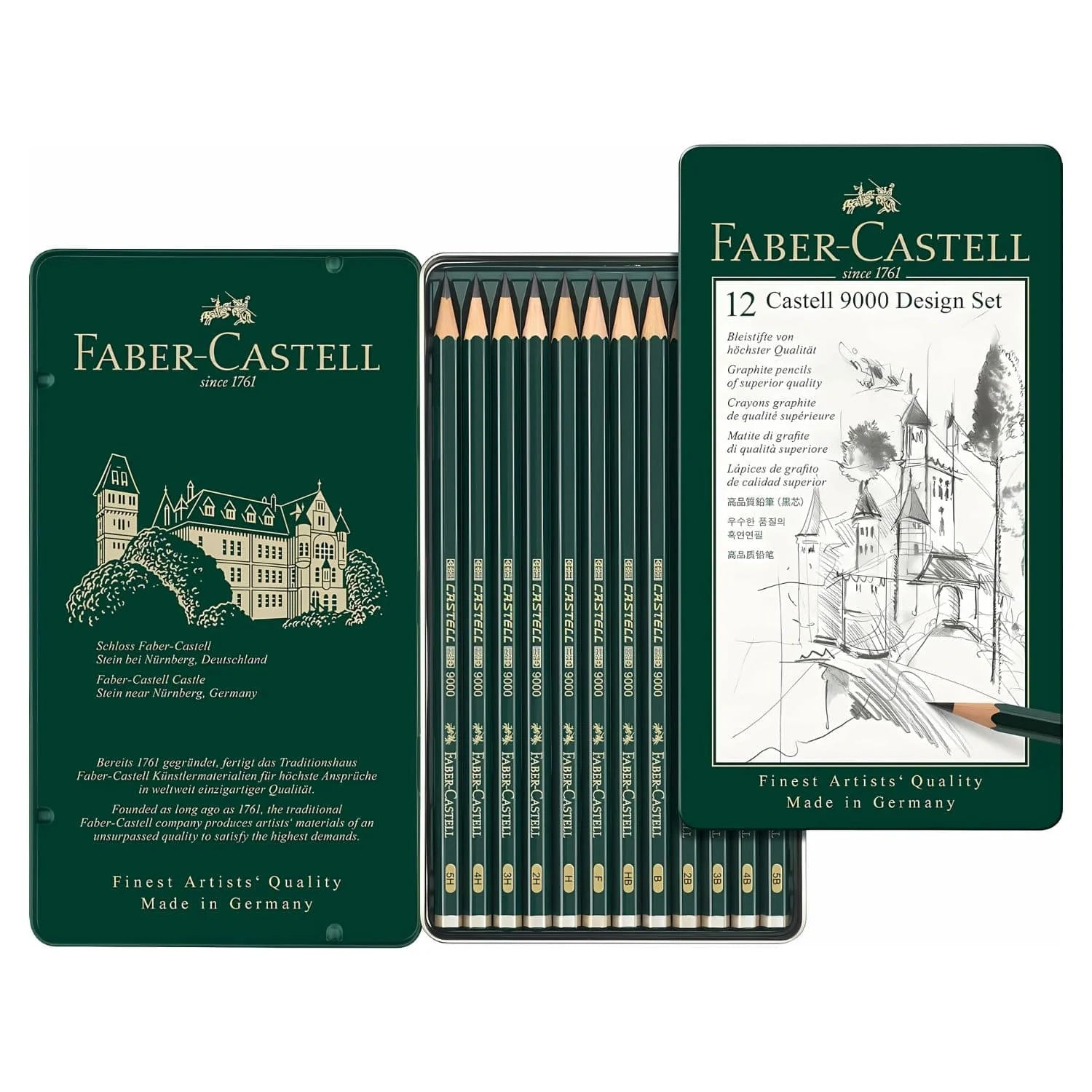 Faber-Castell 9000 - Set 12 Lápices Grafito A, Diseño