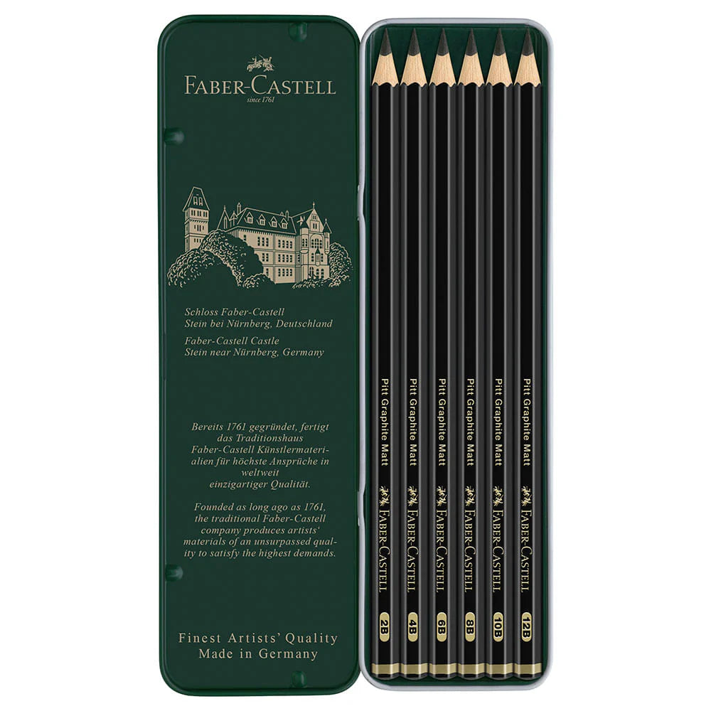 Faber Castell Pitt - Set 6 Lápices Grafito Graphite Matt