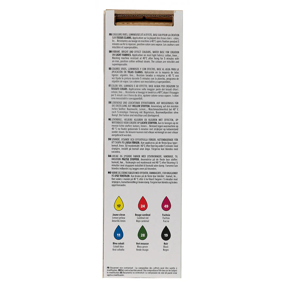 Pebeo Setacolor - Set 6 Pinturas para Tela Claras 20 ml