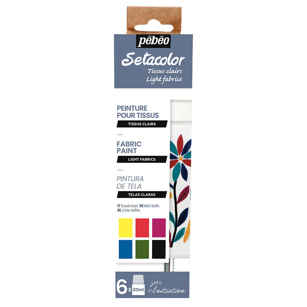 Pebeo Setacolor - Set 6 Pinturas para Tela Claras 20 ml