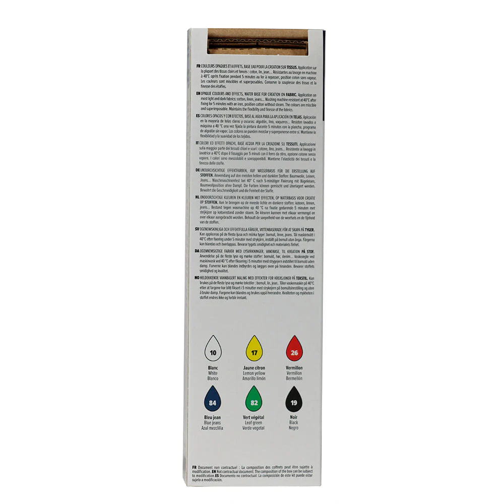 Pebeo Setacolor - Set 6 Pinturas para Tela Opaque 20 ml