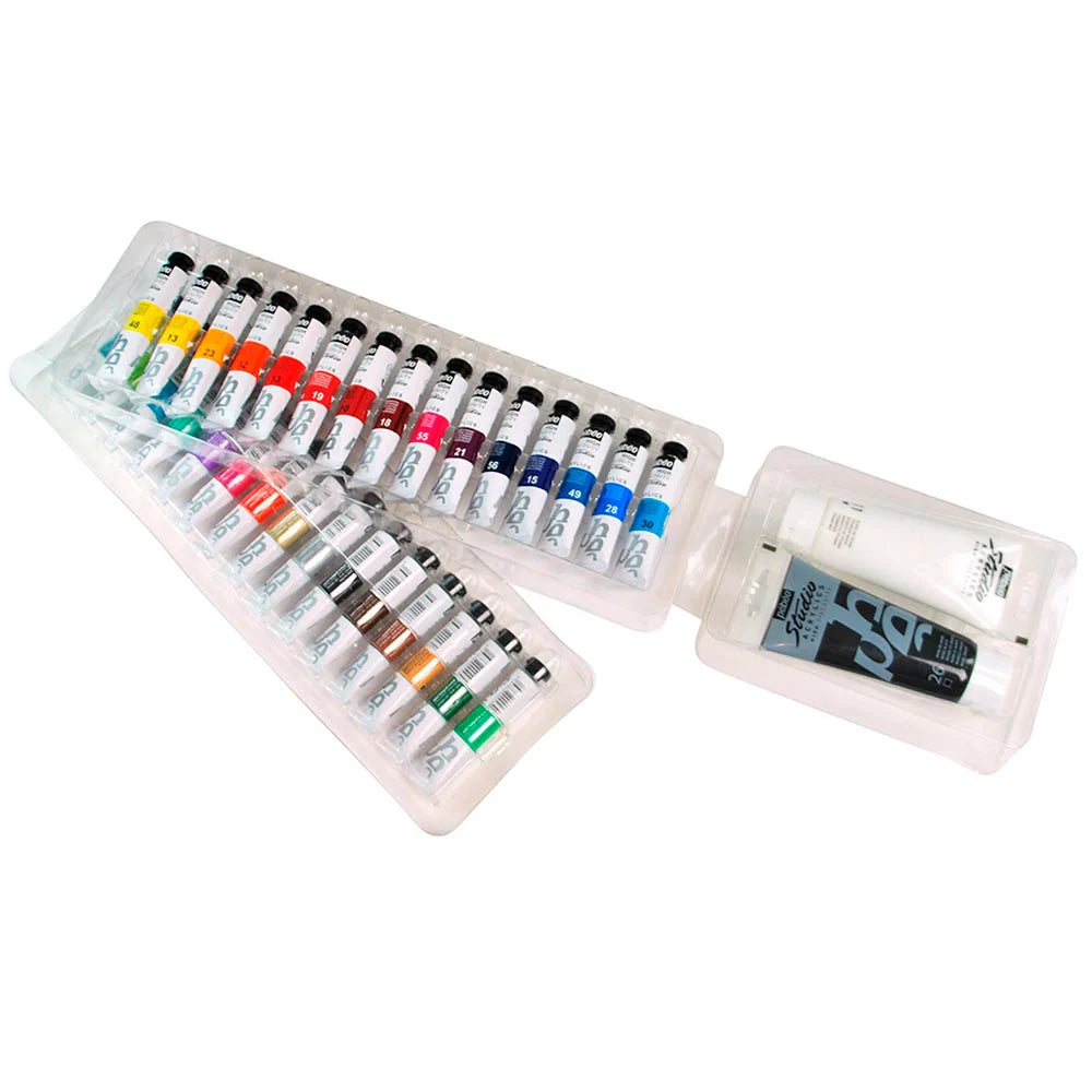 Pebeo Studio - Set 30 Acrílicos Tubos 20 ml + 100 ml Blanco Negro