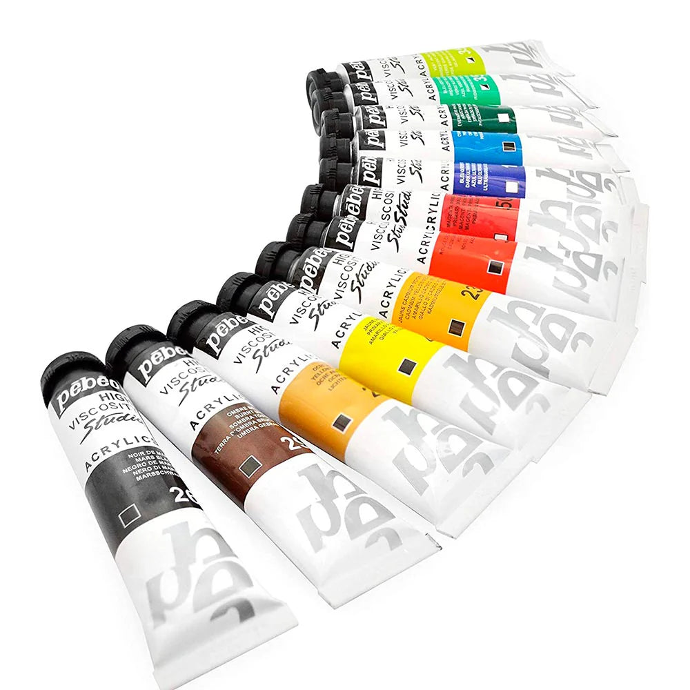 Pebeo Studio - Set 30 Acrílicos Tubos 20 ml + 100 ml Blanco Negro