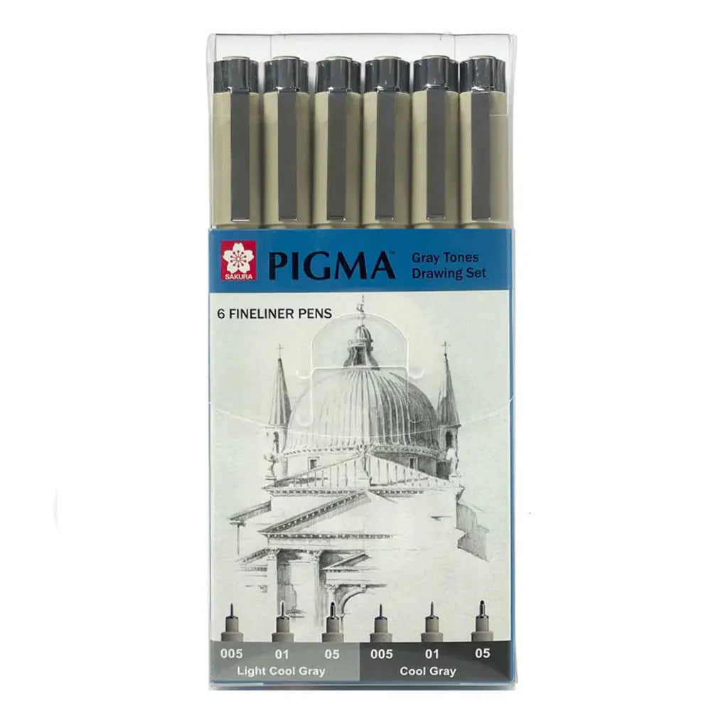 Set de Tiralínea Pigma Micron Sakura 6 Grises Frios