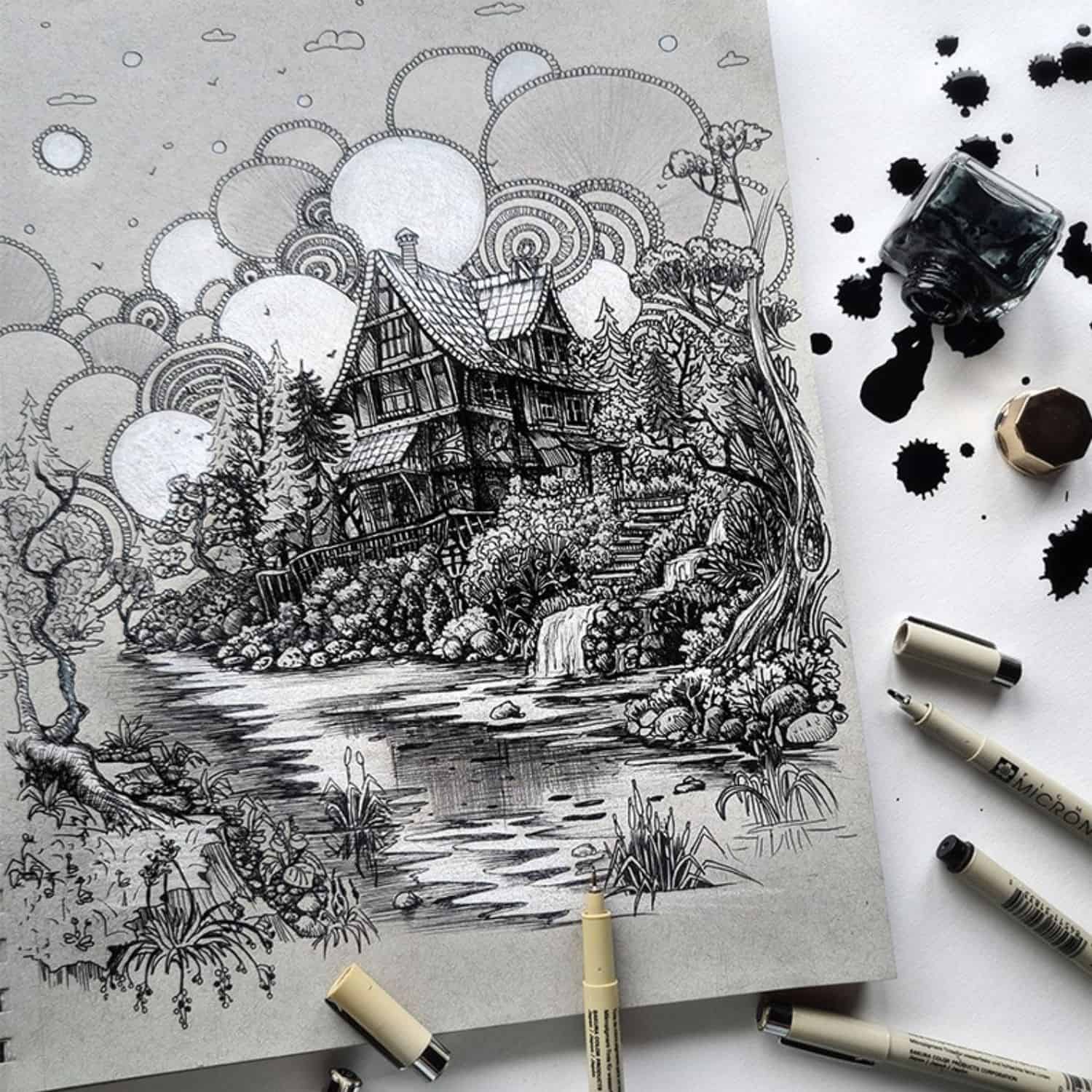 Set de Tiralínea Pigma Micron Sakura Negro 6 Grosores