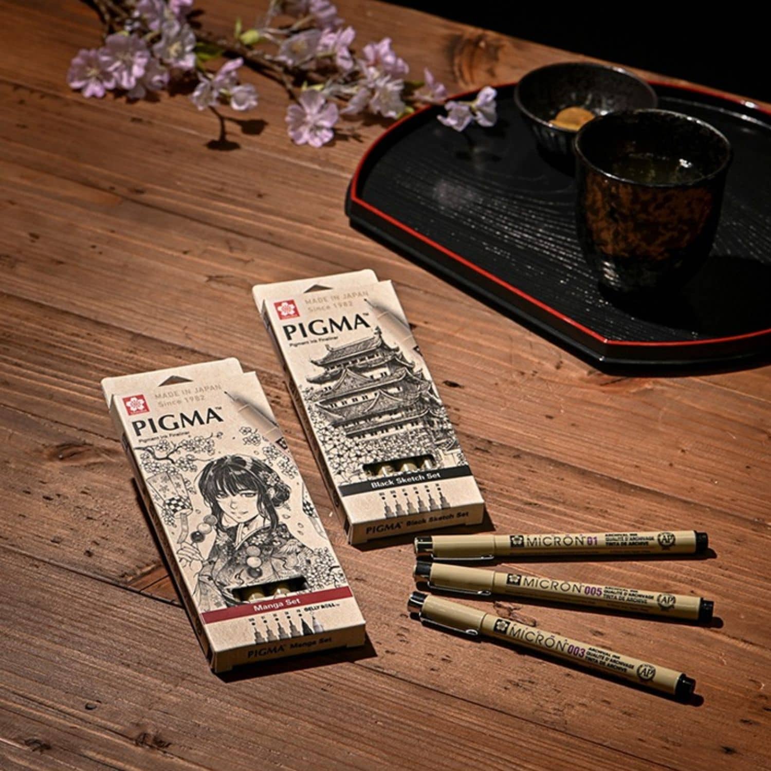 Set de Tiralínea Pigma Micron Sakura Negro 6 Grosores