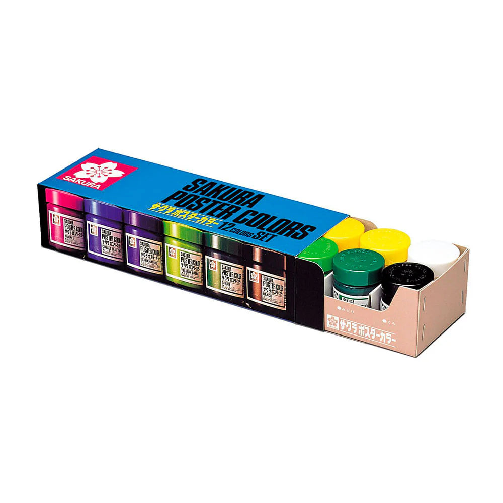 Sakura Poster Colors - Set 12 Témperas Kurepasu Profesionales